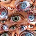 Meltdownlove, Media Disease (Eyes), 2021-2022. Digital monoprint on aluminum, 24 x 24 inches. Edition of one.