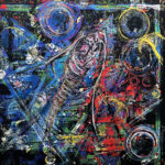 Cynthia Beth Rubin, Copepod in a Red Sea in Old Cairo, 2021-2022. Mixed Media on Paper, 22 x 22 image, 28.5 x 28.5 frame