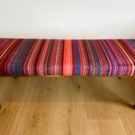 Oz Van Rosen, The Glitch Bench, 2021, Art printed on velvet fabric, 17” wide, 18 Tall, 58 inches long, $4,000