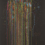 Carter Hodgkin, Charged Freefall, 2010, oil enamel on canvas, 52 x 36 inches.