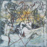 Roy Nicholson, 24 Hours (Morning). Solar plate etching with oil paint and oil pastels on Arches paper, plate size 33 x 33 inches,