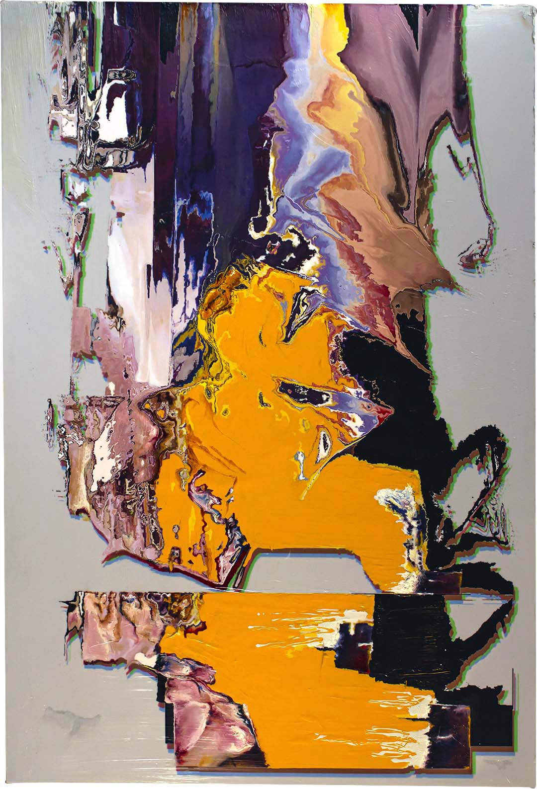 Adelfino Corino, Rimm, 2019. Oil painted digital print on panel, 24 X 26 inches.