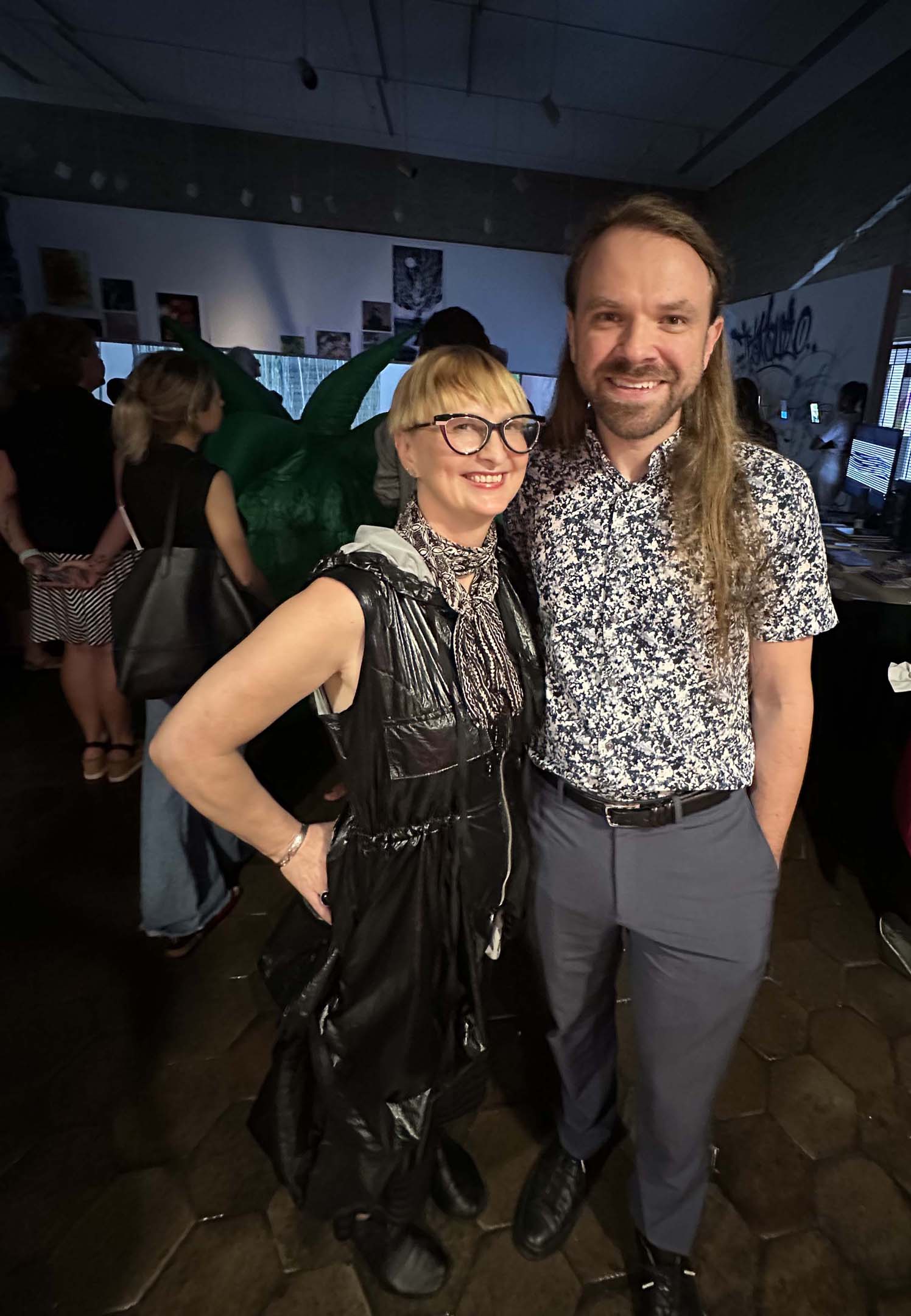 Cari Ann Shim Sham and Joey Zaza at the opening reception of "Hello Brooklyn" // Techspressionism 2025
